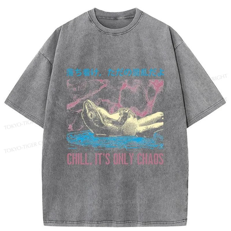 Tokyo-Tiger Stay Calm Frog Japanese Washed T-Shirt