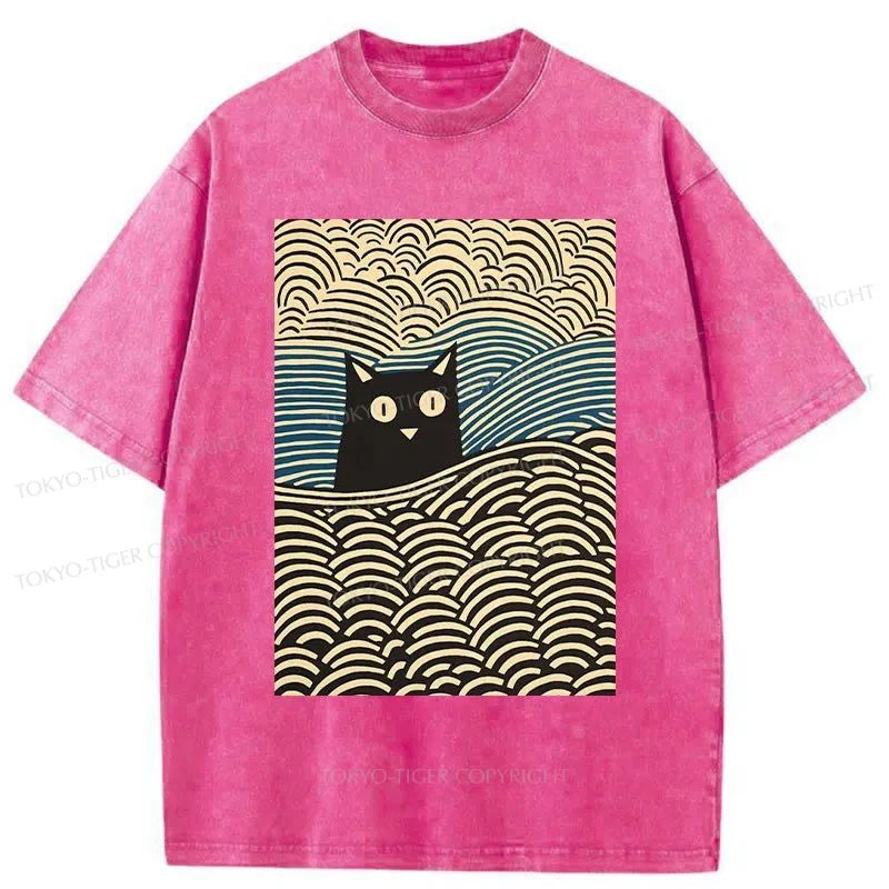 Tokyo-Tiger Kawaii Cat Japanese Washed T-Shirt