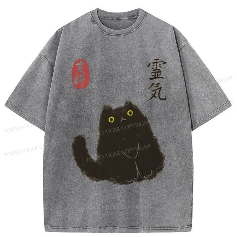 Tokyo-Tiger Black Civet Cat Washed T-Shirt