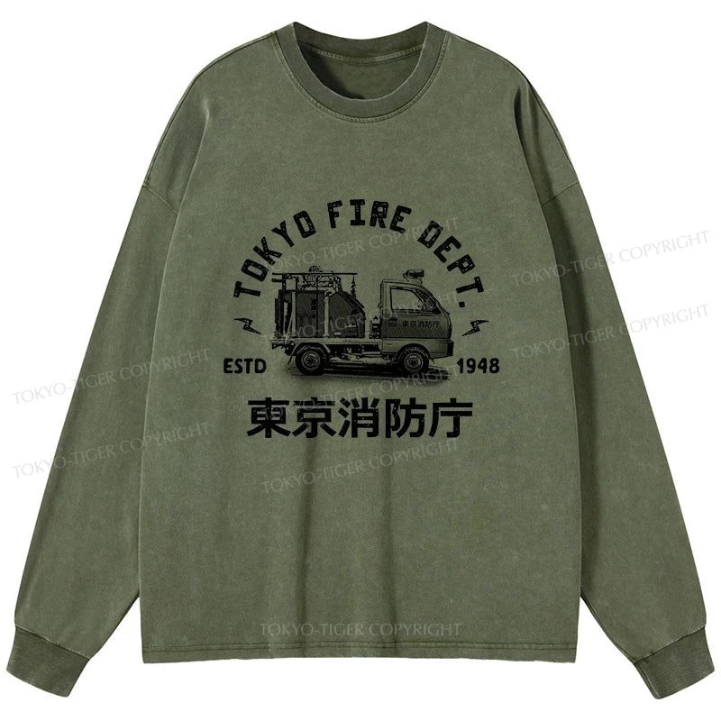 Tokyo-Tiger Tokyo Fire Dept Washed Long Sleeve T-Shirt