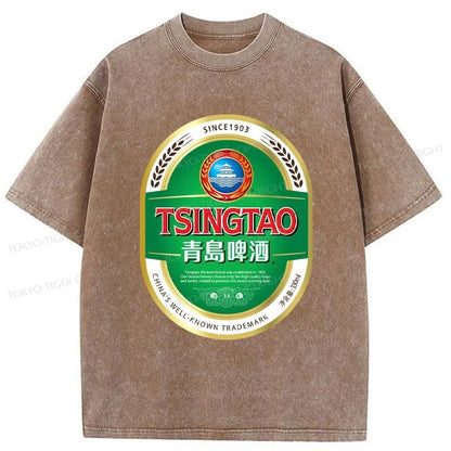 Tokyo-Tiger Tsingtao Beer Logo Washed T-Shirt