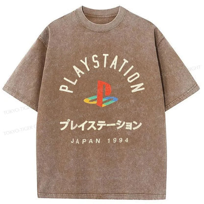 Tokyo-Tiger PlayStation Logo Japan Washed T-Shirt