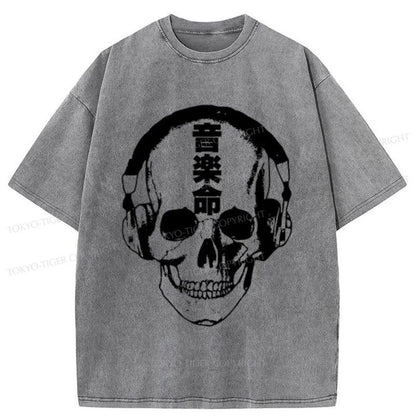 Tokyo-Tiger Music Is Life Japanese Washed T-Shirt