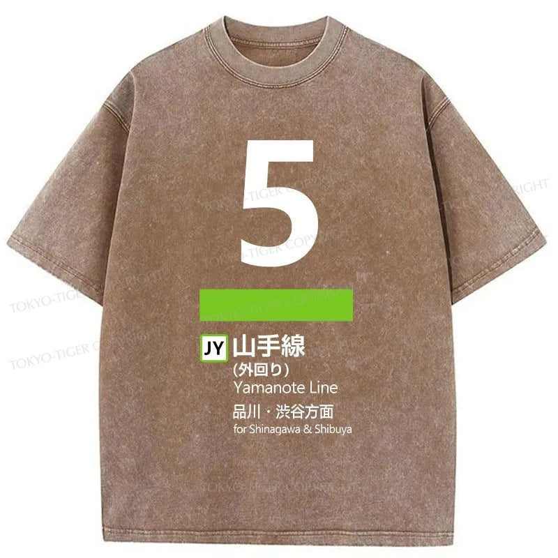 Tokyo-Tiger Yamanote Line 5 Japanese Washed T-Shirt