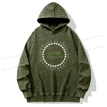 Tokyo-Tiger Yamanote Line Stations Circle Washed Hoodie