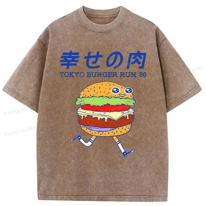 Tokyo-Tiger Tokyo Burger Run Japanese Washed T-Shirt