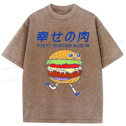 Tokyo-Tiger Tokyo Burger Run Japanese Washed T-Shirt