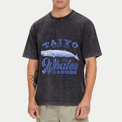 Tokyo-Tiger Japan Taiyo Whales Washed T-Shirt