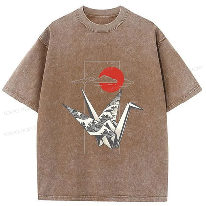 Tokyo-Tiger Origami Crane Washed T-Shirt