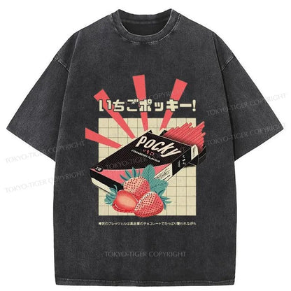 Tokyo-Tiger Strawberry Pocky Japanese Washed T-Shirt