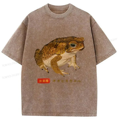 Tokyo-Tiger Brown Frog Japan Washed T-Shirt