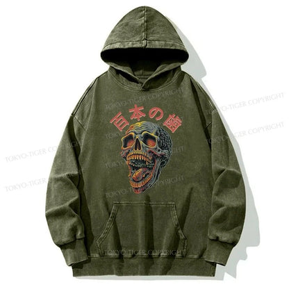 Tokyo-Tiger Terrifying And Disgusting Skull Washed Hoodie