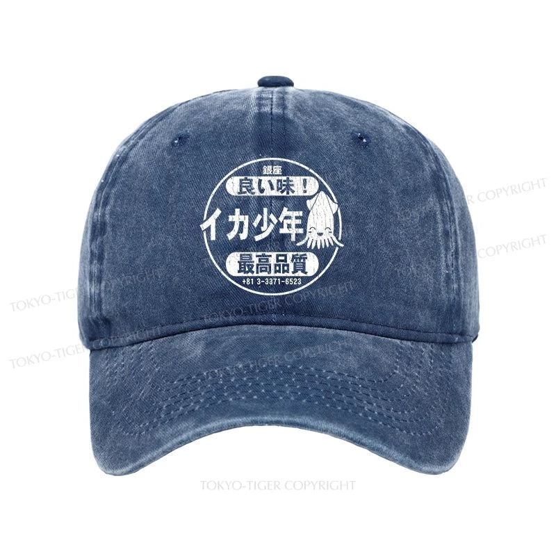 Tokyo-Tiger Ika Squid Boy Restaurant Washed Cap