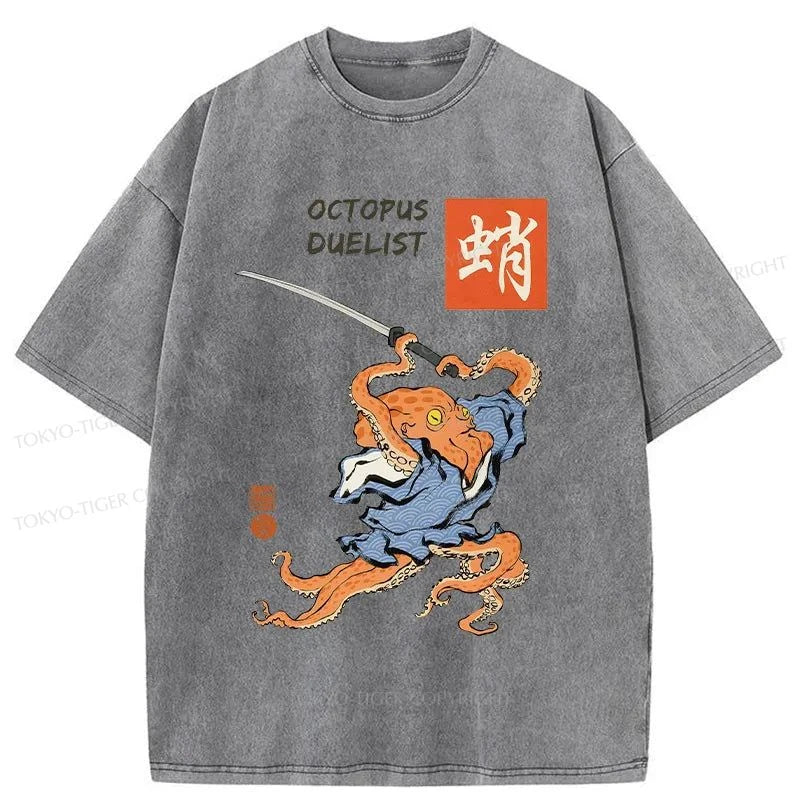 Tokyo-Tiger Octopus Warrior Washed T-Shirt