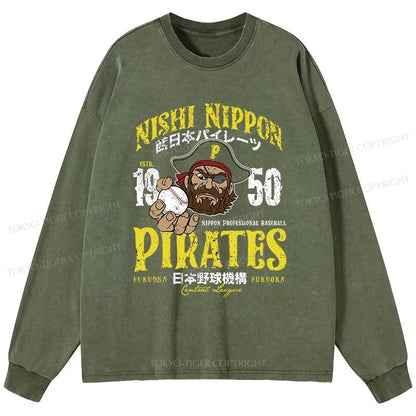 Tokyo-Tiger Nishi Nippon Baseball Washed Long Sleeve T-Shirt