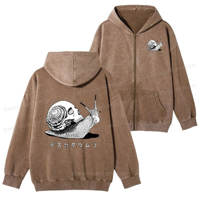 Tokyo-Tiger Death Snail Manga Washed Zip Hoodie