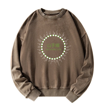 Tokyo-Tiger Yamanote Line Stations Circle Washed Sweatshirt