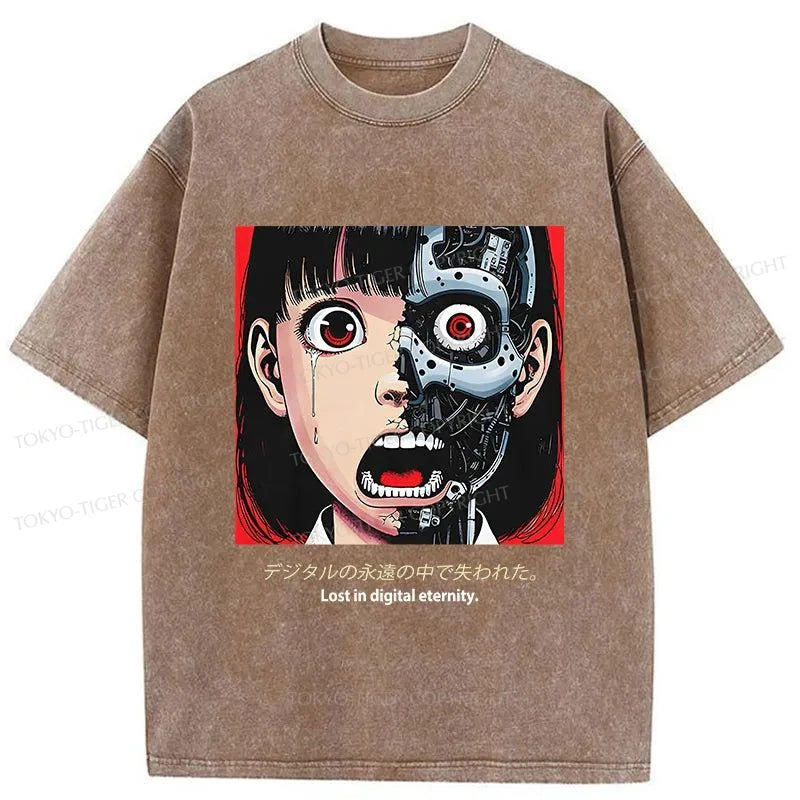 Tokyo-Tiger Cyborg Girl Washed T-Shirt