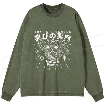 Tokyo-Tiger Joy Is Sickness Washed Long Sleeve T-Shirt