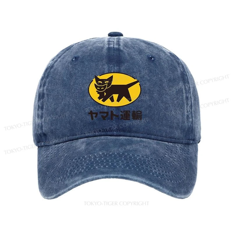 Tokyo-Tiger Black Cat Transport Pattern Japanese Washed Cap