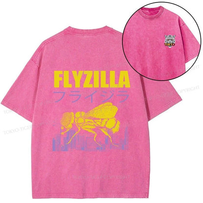 Tokyo-Tiger Giant Fly Japanese Front Back Washed T-Shirt