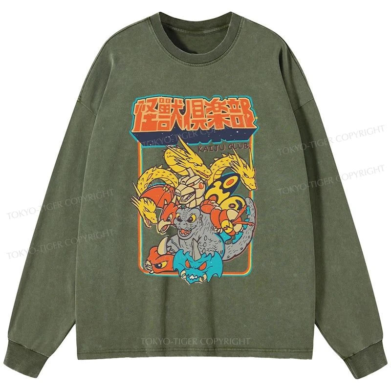 Tokyo-Tiger Kaiju Club Japanese Washed Long Sleeve T-Shirt