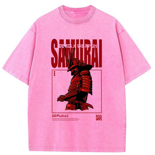 Tokyo-Tiger Samurai Designs Japanese Washed T-Shirt