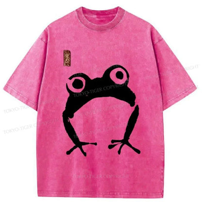 Tokyo-Tiger Japanese Woodblock Print Frog Washed T-Shirt