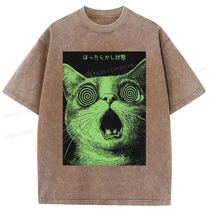 Tokyo-Tiger Confused Cat Japanese Washed T-Shirt