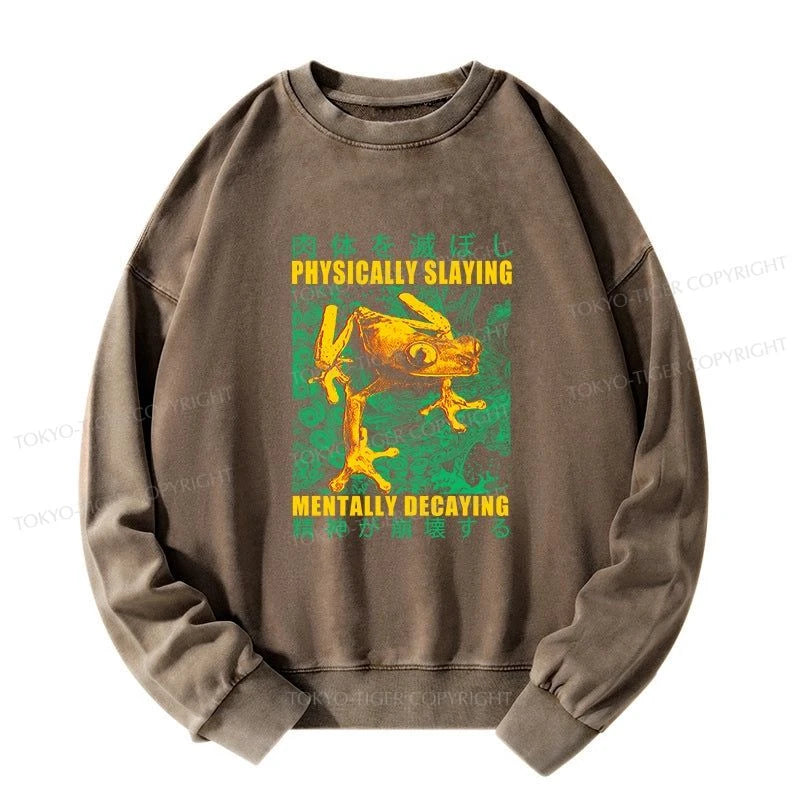 Tokyo-Tiger Physically Slaying Mentally Decaying Washed Sweatshirt