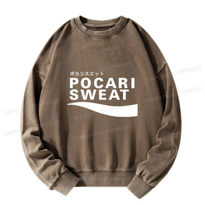 Tokyo-Tiger Japanese Pocari Sweat Logo Washed Sweatshirt