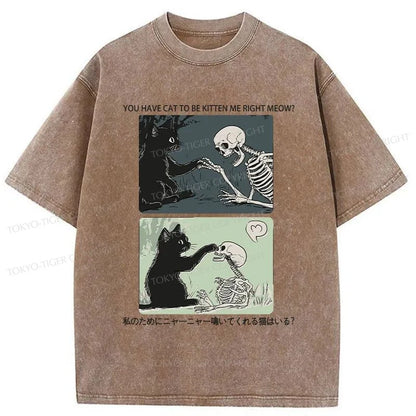 Tokyo-Tiger Gentle Cat Japanese Washed T-Shirt