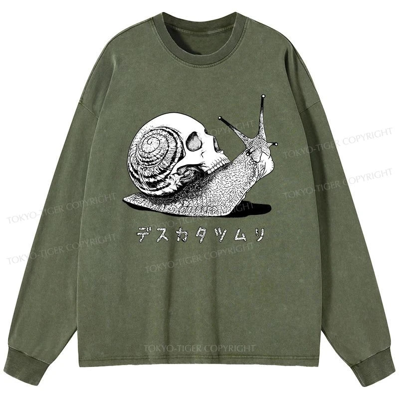 Tokyo-Tiger Death Snail Manga Washed Long Sleeve T-Shirt