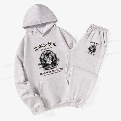 Tokyo-Tiger The Macaque Monkey In The Bath Japanese Fleece Lined Hoodie Set