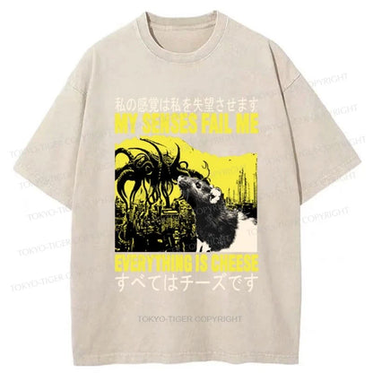 Tokyo-Tiger Everything is Cheese Rat Washed T-Shirt