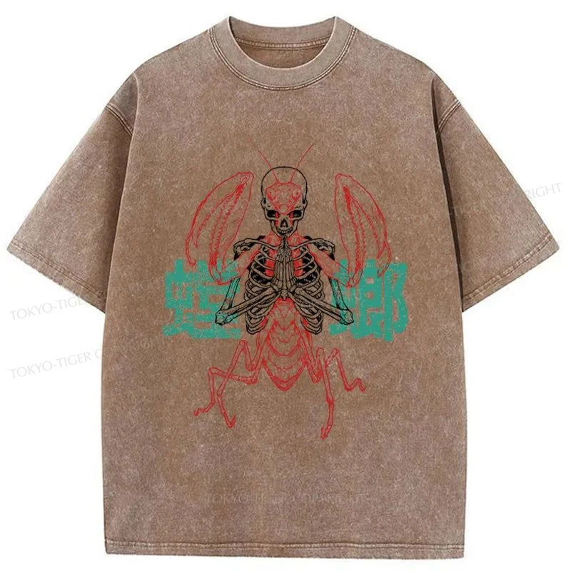 Tokyo-Tiger Mantis Monster Japanese Washed T-Shirt