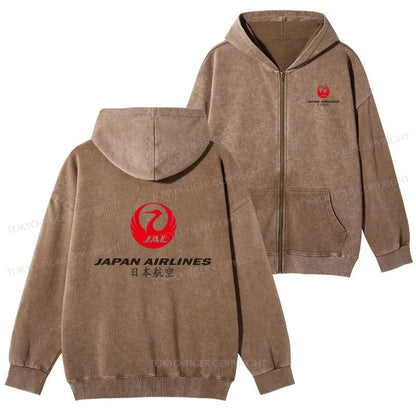 Tokyo-Tiger Japan Airlines Washed Zip Hoodie