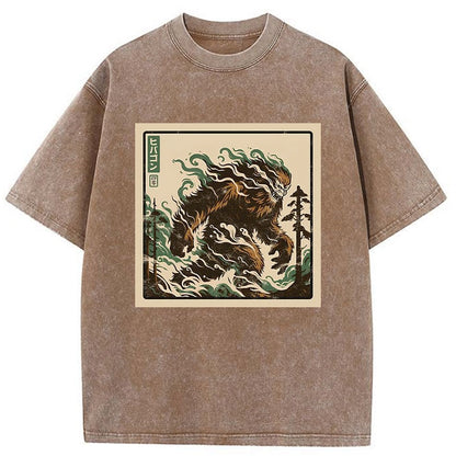 Tokyo-Tiger Walking Monkey Demon Washed T-Shirt