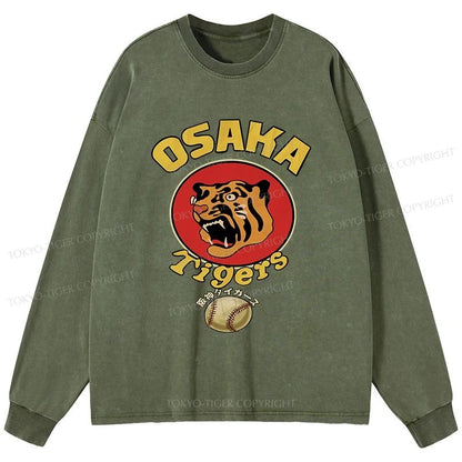 Tokyo-Tiger Osaka Tiger Baseball Washed Long Sleeve T-Shirt