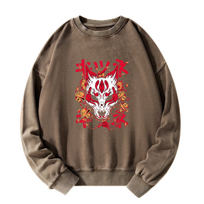 Tokyo-Tiger Japanese Kitsune Mask Washed Sweatshirt