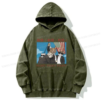 Tokyo-Tiger Fight Cat Japanese Washed Hoodie