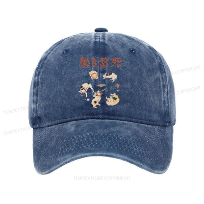 Tokyo-Tiger Drunken Cats Washed Cap