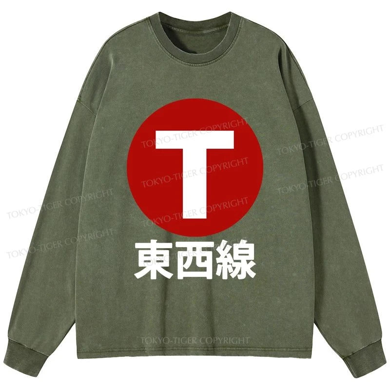 Tokyo-Tiger Tozai Line Kyoto Washed Long Sleeve T-Shirt