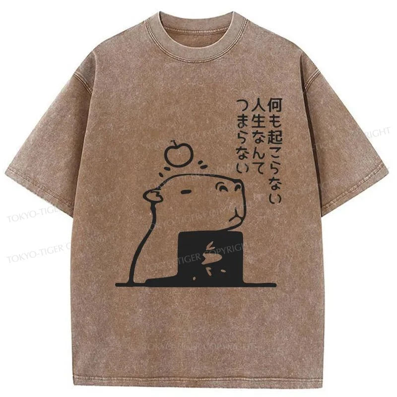 Tokyo-Tiger The Cozy Capybara Washed T-Shirt