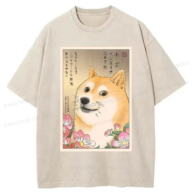 Tokyo-Tiger Shiba Lnu Meme Washed T-Shirt