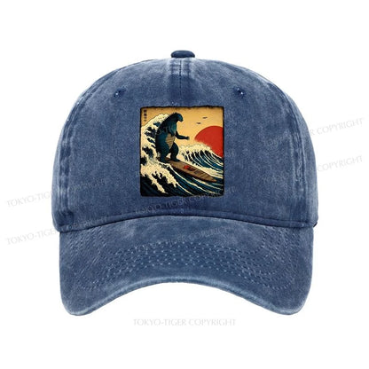 Tokyo-Tiger The Great Wave Godzilla Washed Cap