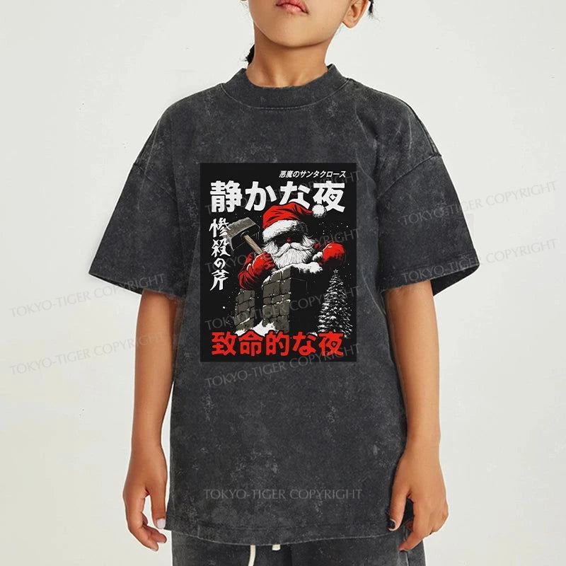 Tokyo-Tiger Not So Silent Night Kids Washed T-Shirt