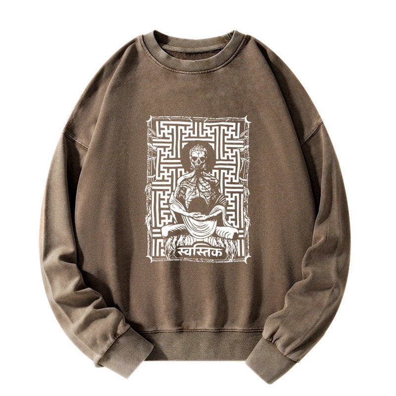 Tokyo-Tiger Sayagata Buddha Graphic Washed Sweatshirt