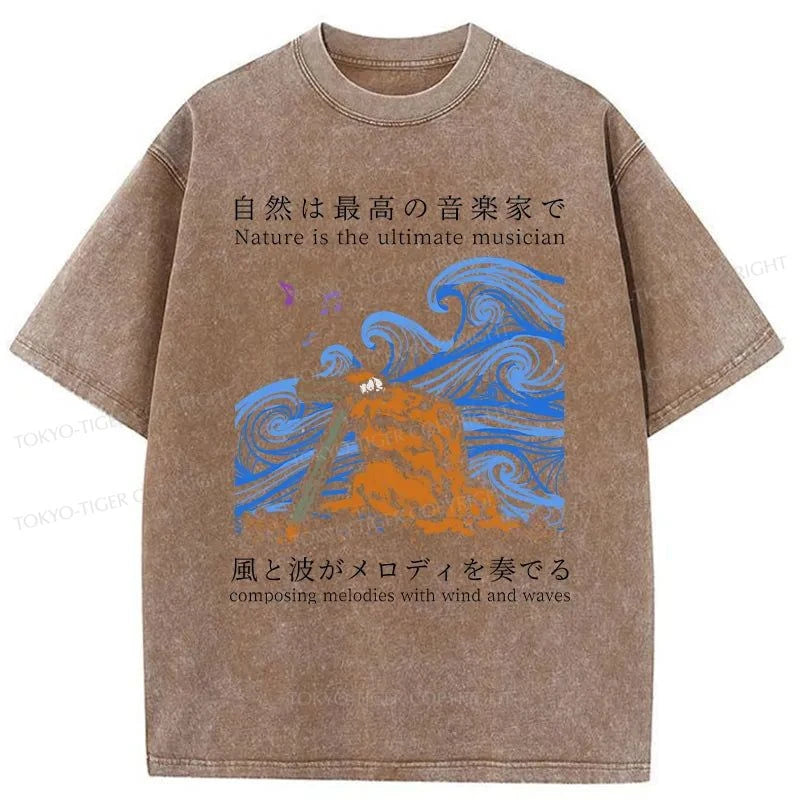 Tokyo-Tiger Frog Musician Washed T-Shirt