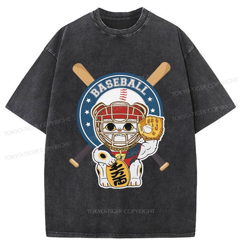 Tokyo-Tiger Janpaese Baseball Cat Washed T-Shirt